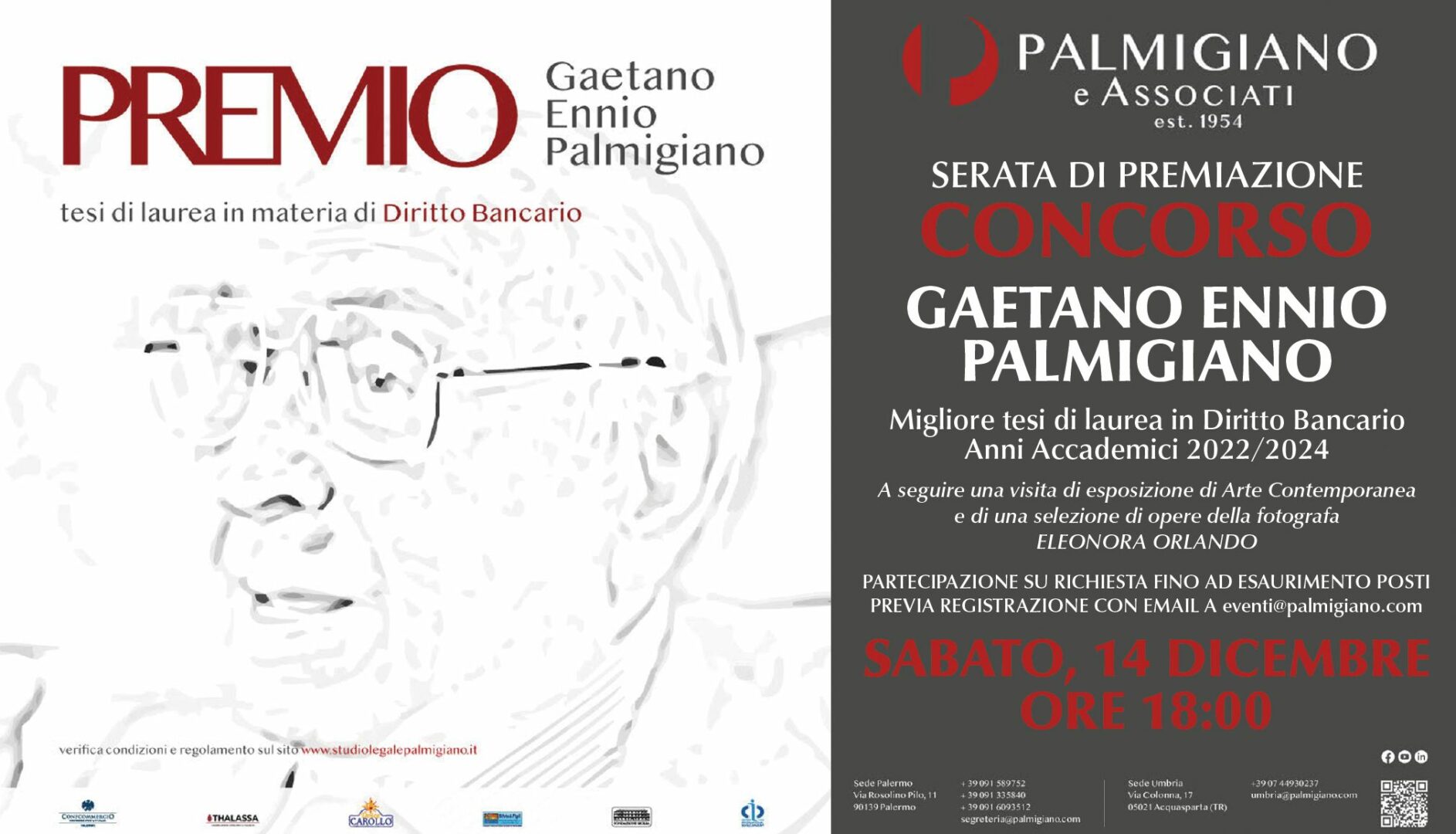 Concorso “Gaetano Ennio Palmigiano”, consegna del premio e una mostra a Palermo